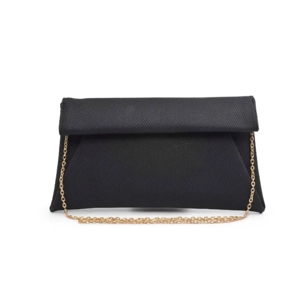Elegant Black Clutch with Gold Chain